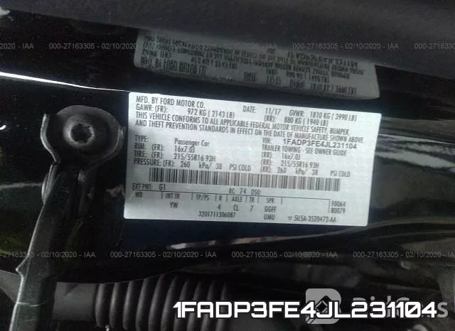 1FADP3FE4JL231104 фото 8