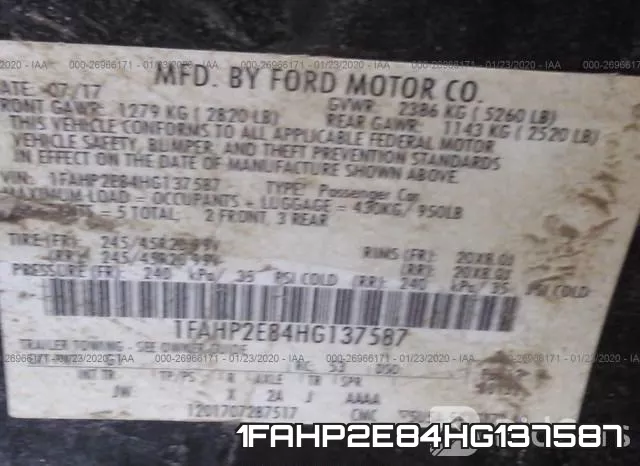 1FAHP2E84HG137587 фото 9