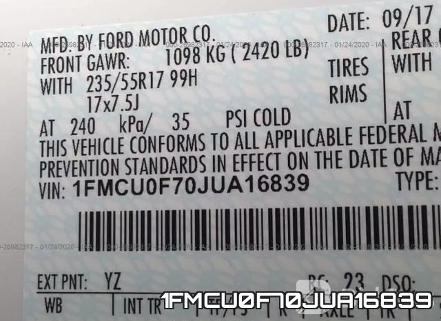 1FMCU0F70JUA16839 фото 7