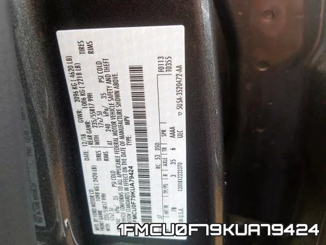 1FMCU0F79KUA79424 фото 2