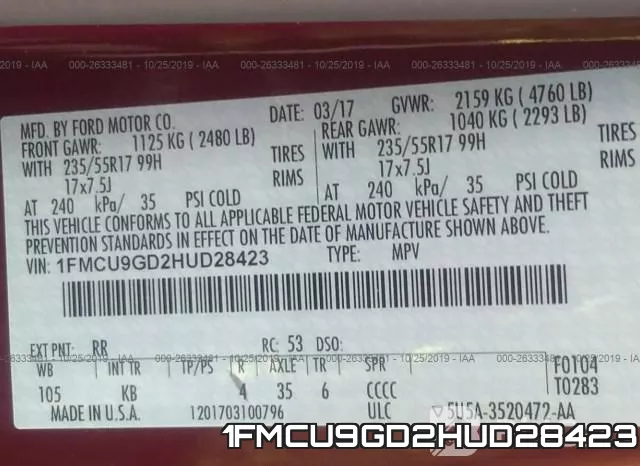 1FMCU9GD2HUD28423 фото 4