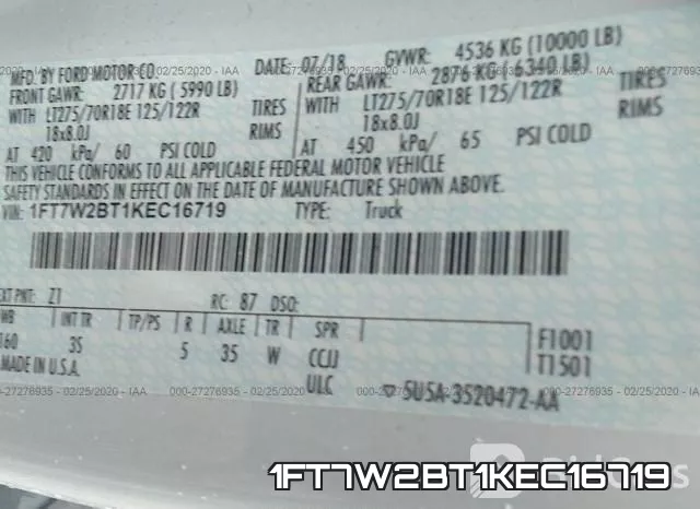 1FT7W2BT1KEC16719 фото 7