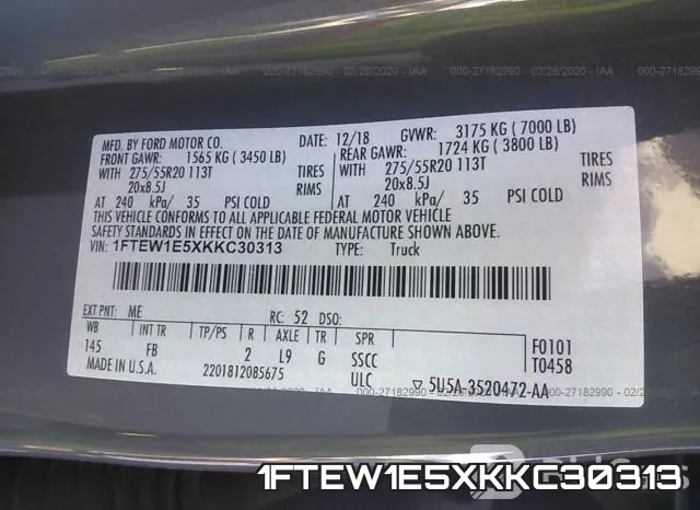1FTEW1E5XKKC30313 фото 7