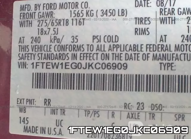 1FTEW1EG0JKC06909 фото 7