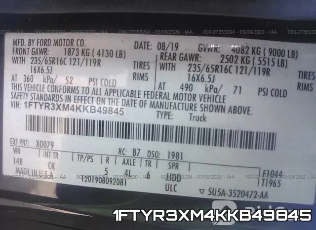 1FTYR3XM4KKB49845 фото 5