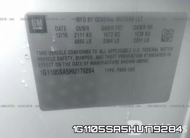 1G1105SA5HU179284 фото 3
