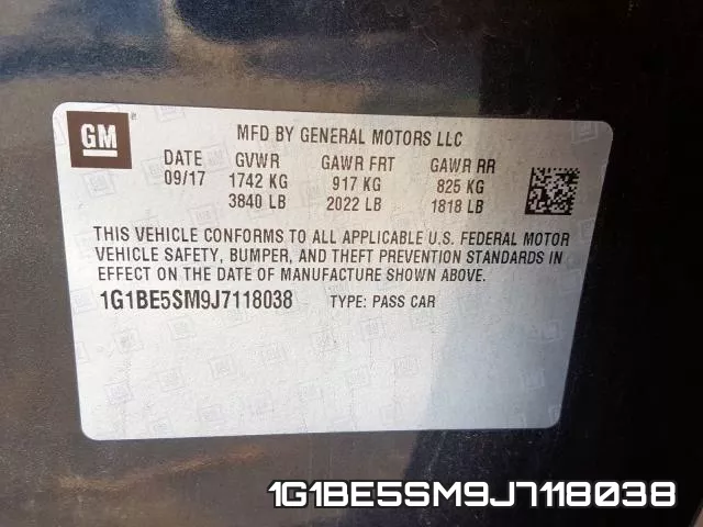 1G1BE5SM9J7118038 фото 2