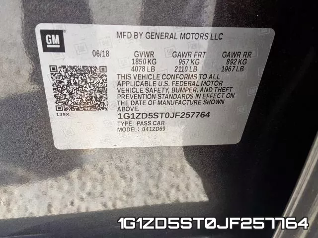 1G1ZD5ST0JF257764 фото 2