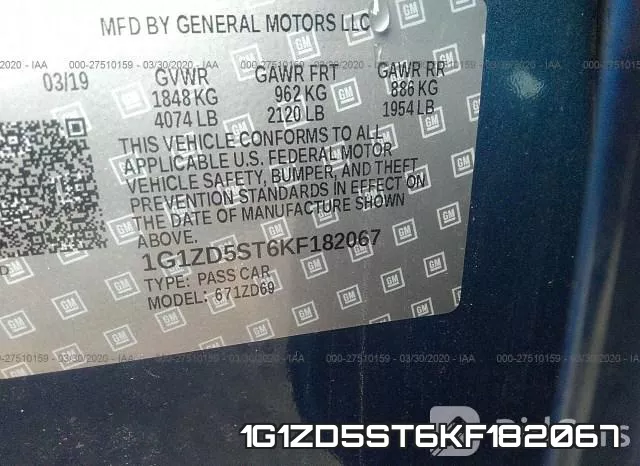 1G1ZD5ST6KF182067 фото 6