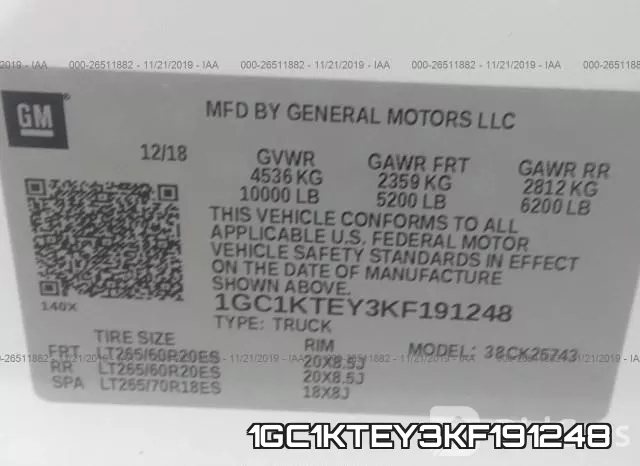 1GC1KTEY3KF191248 фото 7