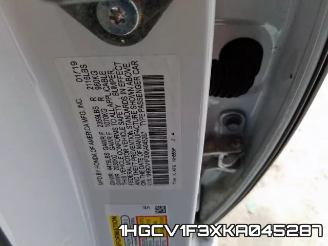 1HGCV1F3XKA045287 фото 2