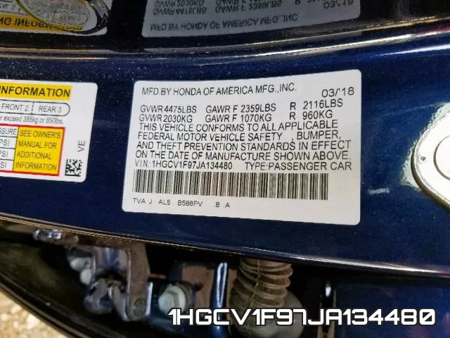 1HGCV1F97JA134480 фото 2