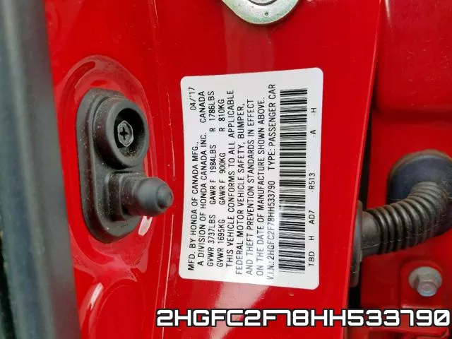 2HGFC2F78HH533790 фото 2