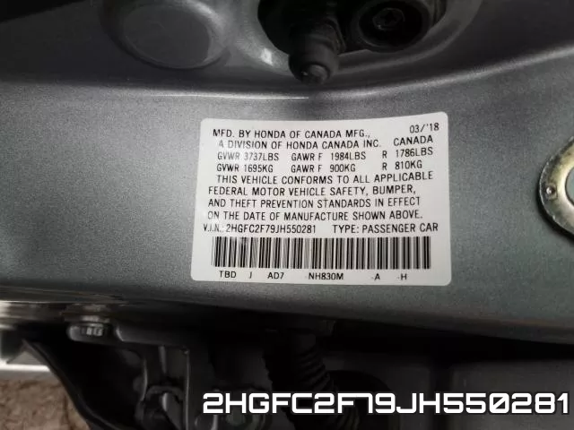 2HGFC2F79JH550281 фото 2