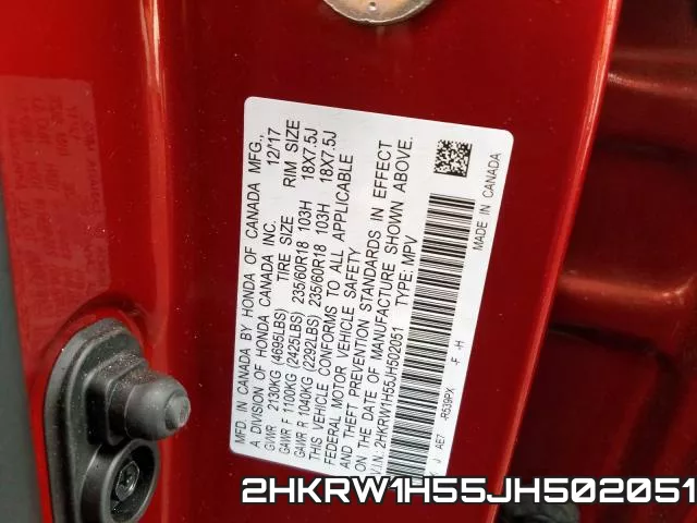 2HKRW1H55JH502051 фото 2