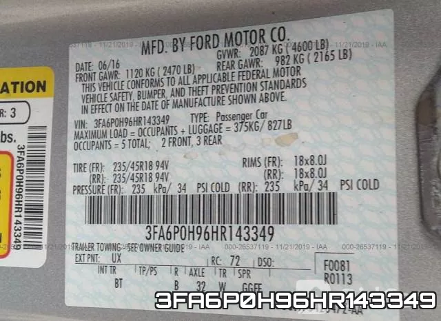 3FA6P0H96HR143349 фото 5