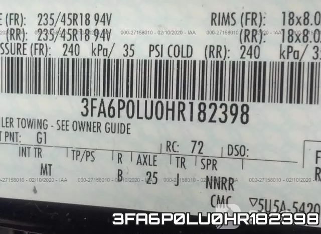 3FA6P0LU0HR182398 фото 9