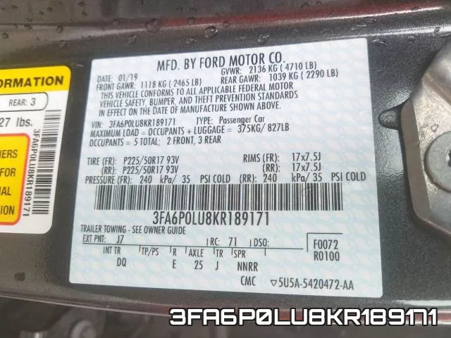 3FA6P0LU8KR189171 фото 2