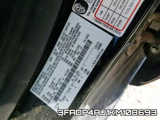 3FADP4AJ1KM108693 фото 2