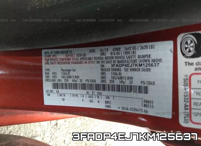3FADP4EJ7KM125637 фото 7