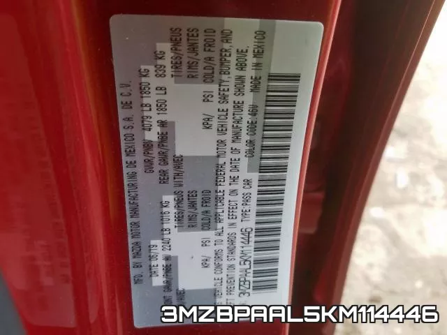 3MZBPAAL5KM114446 фото 2