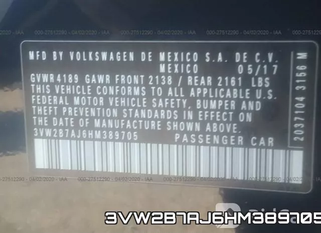 3VW2B7AJ6HM389705 фото 4