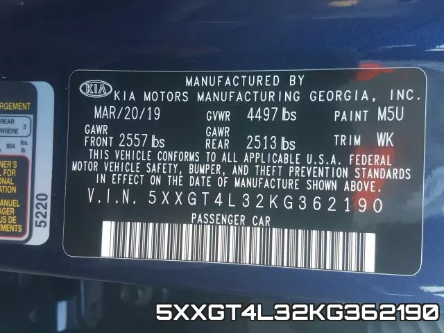 5XXGT4L32KG362190 фото 2