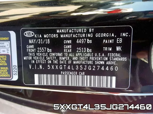 5XXGT4L35JG274460 фото 2