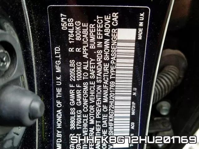 SHHFK8G72HU201769 фото 2