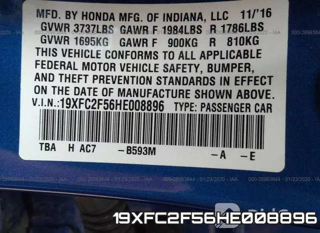 19XFC2F56HE008896 фото 6
