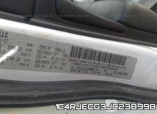1C4RJECG3JC238998 фото 8