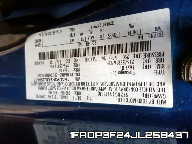 1FADP3F24JL258437 фото 2