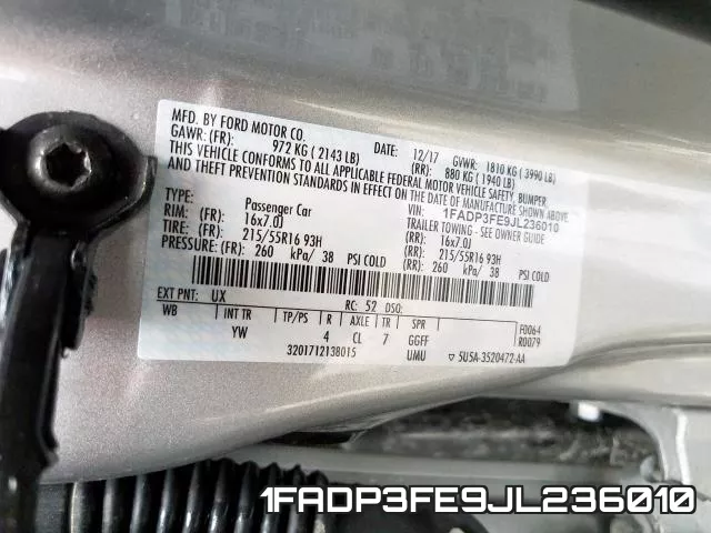 1FADP3FE9JL236010 фото 2