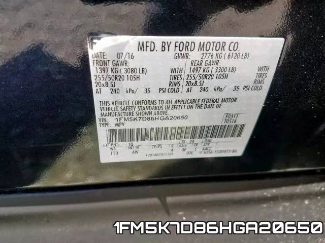 1FM5K7D86HGA20650 фото 2