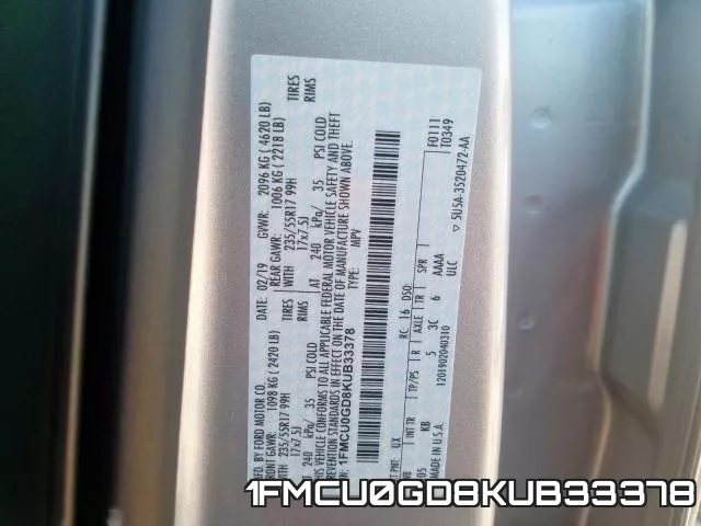 1FMCU0GD8KUB33378 фото 2