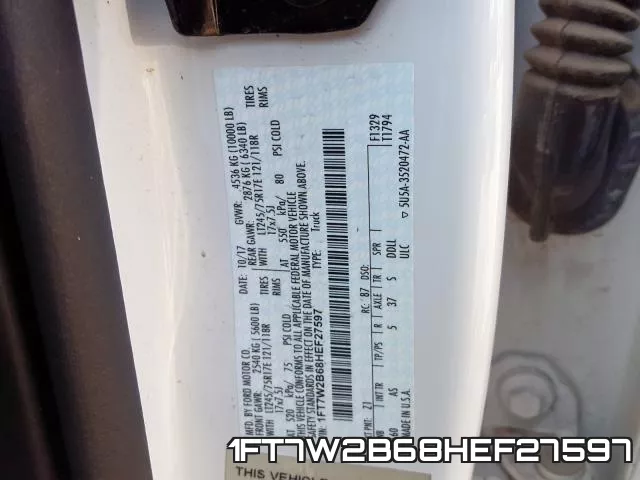 1FT7W2B68HEF27597 фото 2