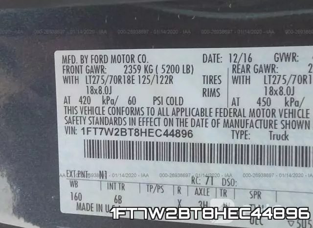 1FT7W2BT8HEC44896 фото 7