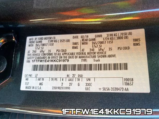 1FTFW1E41KKC91979 фото 2