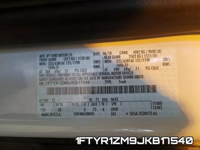 1FTYR1ZM9JKB17540 фото 2