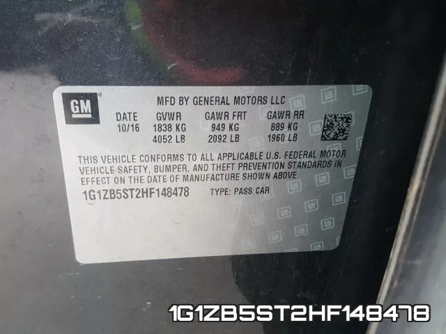 1G1ZB5ST2HF148478 фото 2