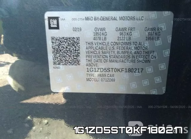 1G1ZD5ST0KF180217 фото 7