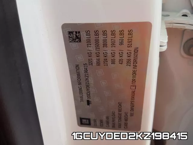 1GCUYDED2KZ198415 фото 2