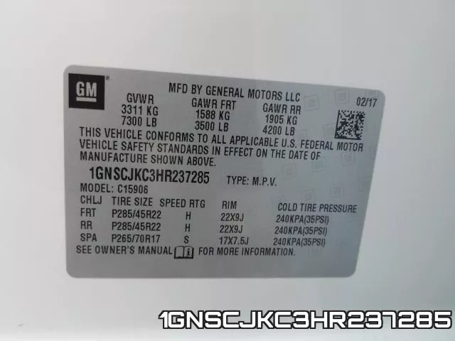 1GNSCJKC3HR237285 фото 2