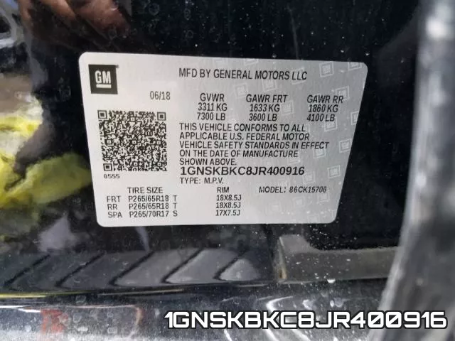 1GNSKBKC8JR400916 фото 2