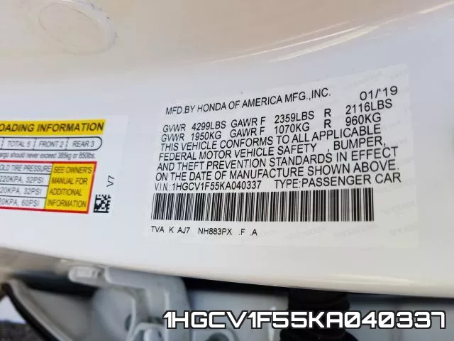 1HGCV1F55KA040337 фото 2