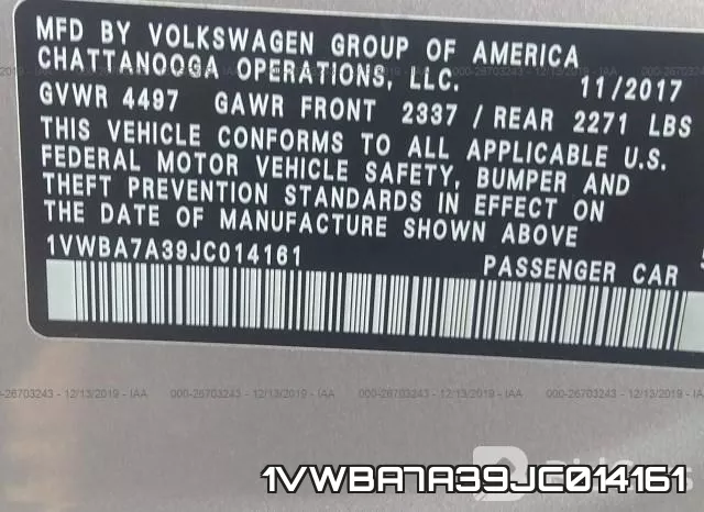 1VWBA7A39JC014161 фото 6