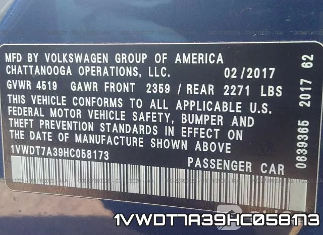 1VWDT7A39HC058173 фото 6