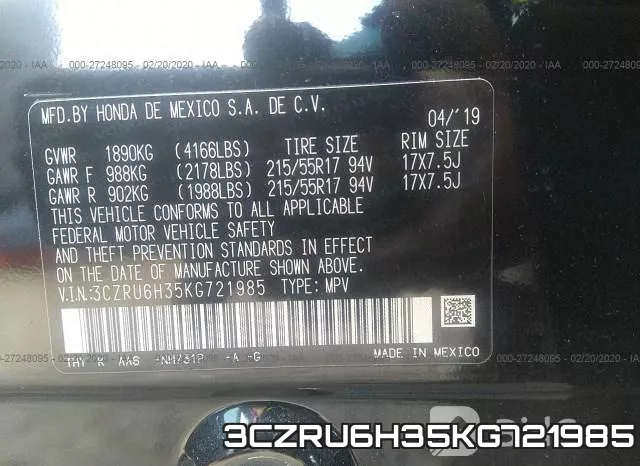 3CZRU6H35KG721985 фото 7