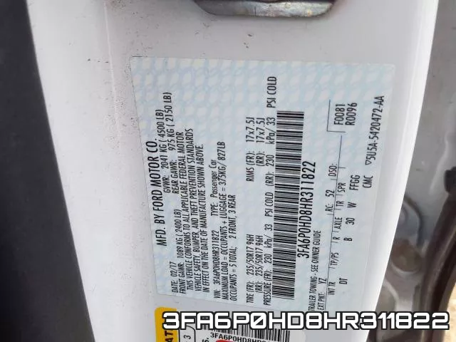 3FA6P0HD8HR311822 фото 2