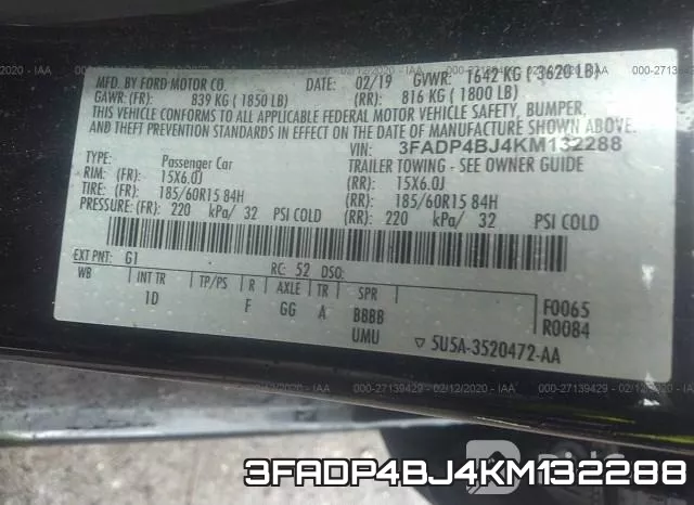 3FADP4BJ4KM132288 фото 8